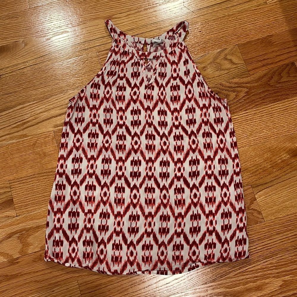 Old Navy White and Red Patterned Tank Top Blouse XS
